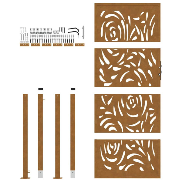 Puerta de jardín diseño llama acero desgastado 105x205 cm M 5