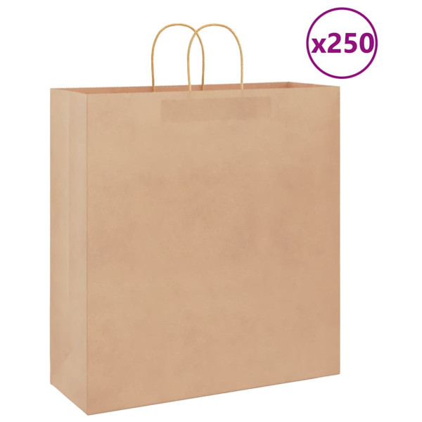 Bolsas de papel kraft con asas 250 uds marrón 45x17x48 cm D