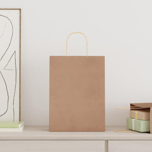Bolsas de papel kraft con asas 50 uds marrón 26x12x35 cm H