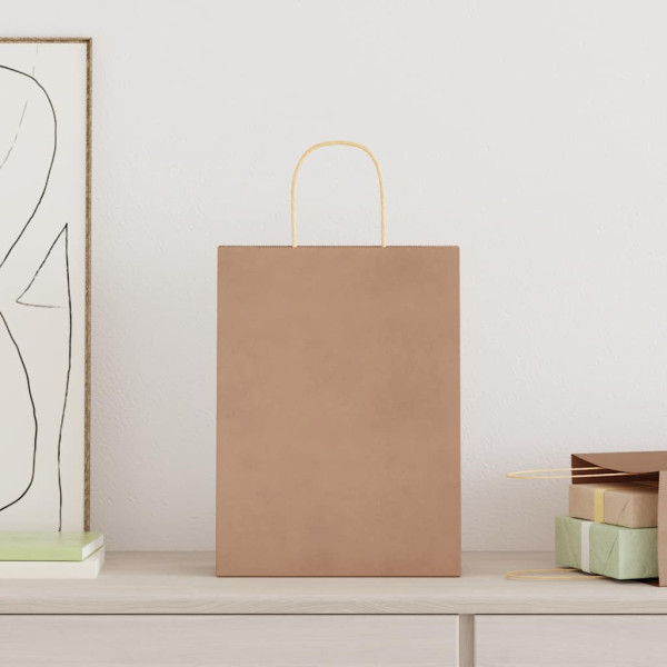 Bolsas de papel kraft con asas 50 uds marrón 26x12x35 cm M 2