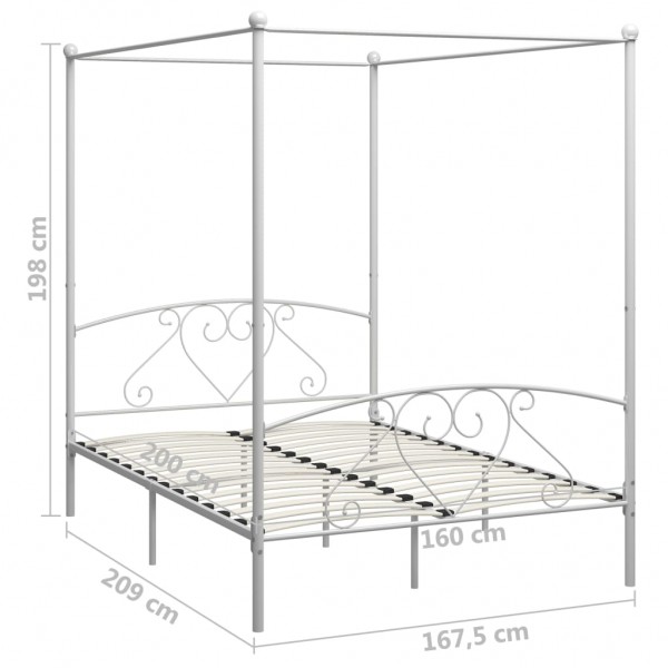 Estrutura de cama dossel 160x200 cm metal branco M 5