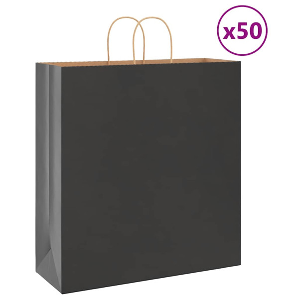 Bolsas de papel kraft con asas 50 uds negra 45x17x48 cm D