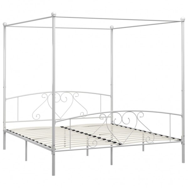 Estrutura de cama com dossel metal 180x200 cm branco M 2