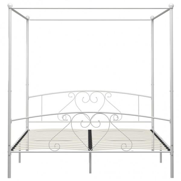 Estrutura de cama com dossel metal 180x200 cm branco M 3