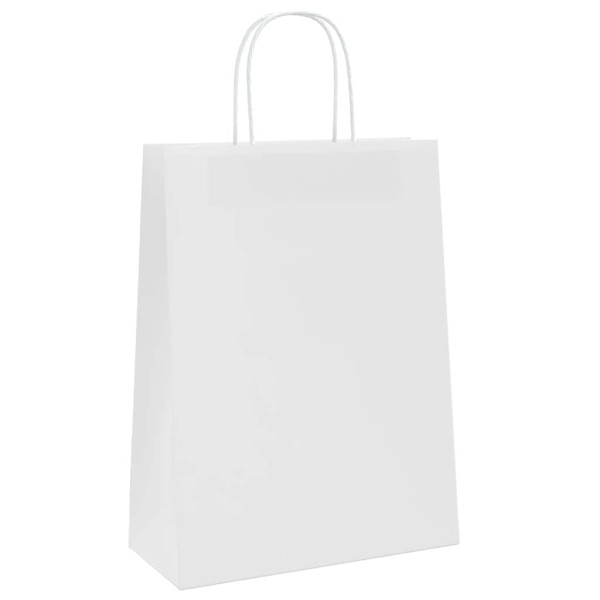 Sacos de papel 250 unid com alças branco 26x12x35 cm M 4