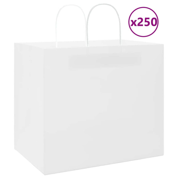 Bolsas de papel kraft con asas 250 uds blanca 32x22x28 cm D