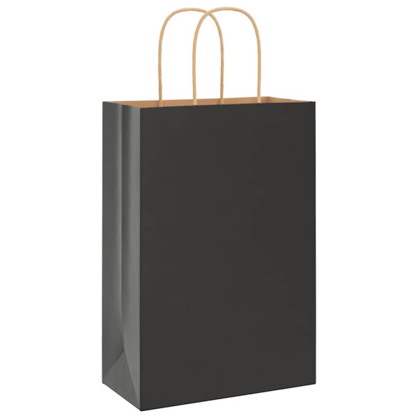 Bolsas de papel kraft con asas 50 uds negra 21x11x31 cm M 3