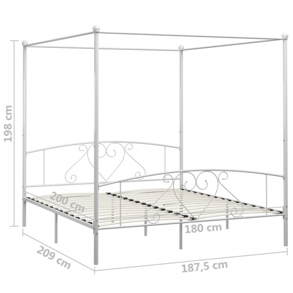 Estrutura de cama com dossel metal 180x200 cm branco M 5