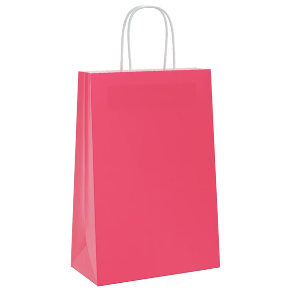 Bolsas de papel kraft con asas 50 uds rosa 21x11x31 cm M 3