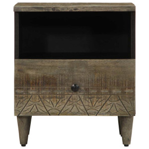 Mesitas noche 2 uds madera maciza mango gris claro 40x33x46 cm H