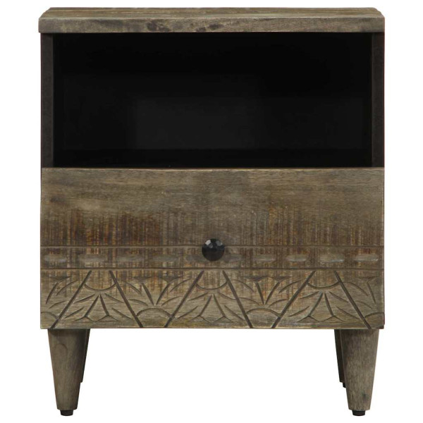 Mesitas noche 2 uds madera maciza mango gris claro 40x33x46 cm M 2