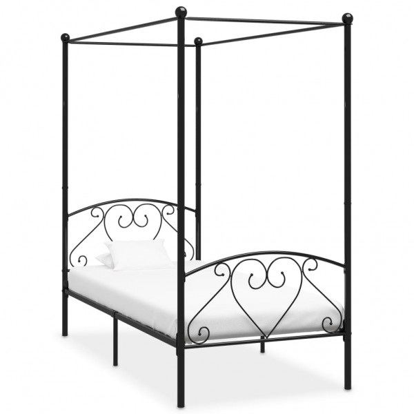 Estructura de cama con dosel metal negro 90x200 cm D