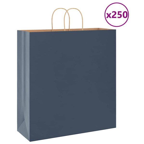 Bolsas de papel kraft con asas 250 uds azul 45x17x48 cm D