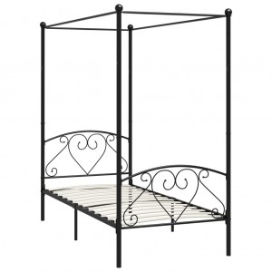 Estrutura de cama com dossel metal preto 90x200 cm H