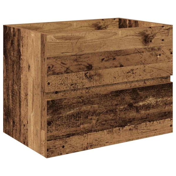 Mueble lavabo con lavabo integrado y grifo madera vieja M 3