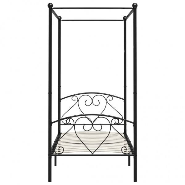 Estructura de cama con dosel metal negro 90x200 cm M 3