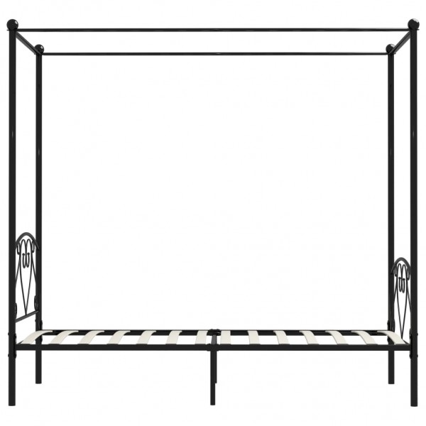 Estrutura de cama com dossel metal preto 90x200 cm M 4