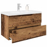 Mueble lavabo con lavabo integrado y grifo madera vieja 1