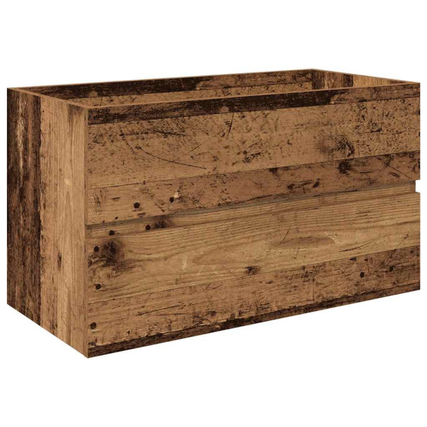 Mueble lavabo con lavabo integrado y grifo madera vieja M 3