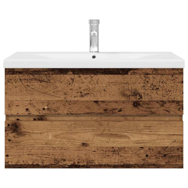 Mueble lavabo con lavabo integrado y grifo madera vieja M 5