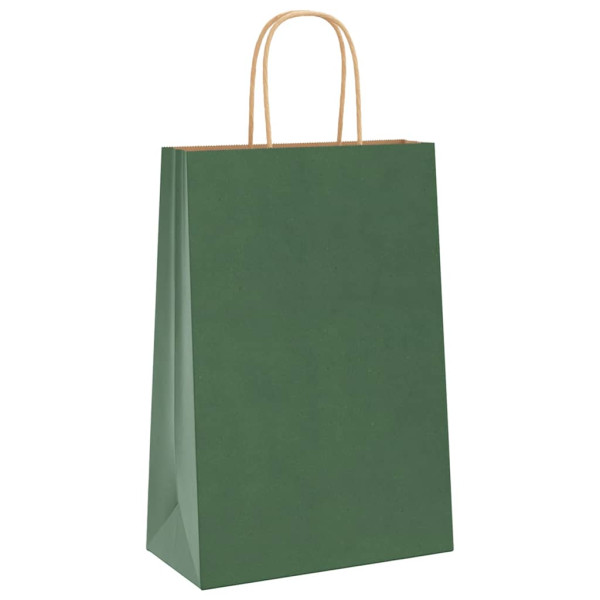 Bolsas de papel kraft con asas 250 uds verde 21x11x31 cm M 3