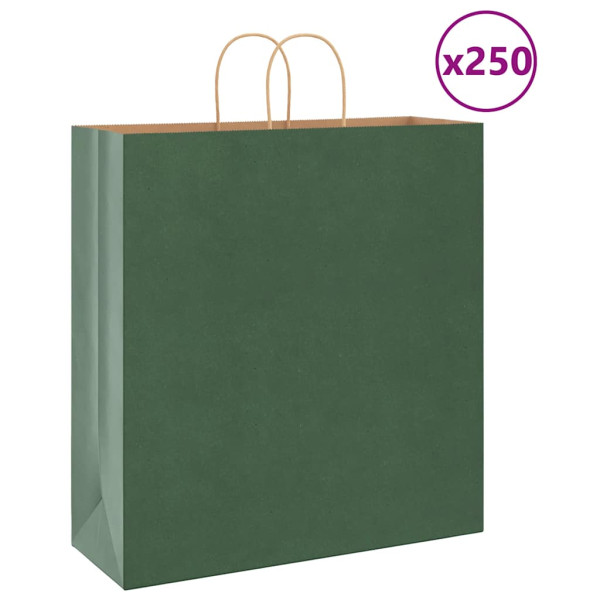 Bolsas de papel kraft con asas 250 uds verde 45x17x48 cm D