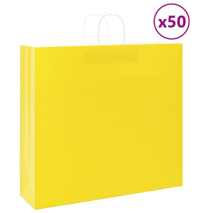 Sacos de papel 50 unid com alças amarelo 54x15x49 cm H