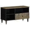 Mueble de TV madera maciza de mango negro 80x33x46 cm 1