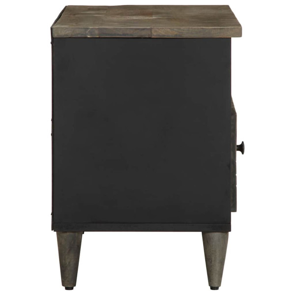 Mueble de TV madera maciza de mango negro 80x33x46 cm M 4