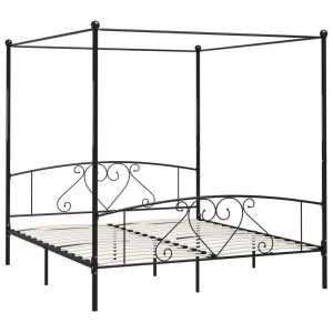 Estrutura de cama com dossel 200x200 cm metal preto H