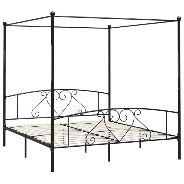 Estrutura de cama com dossel 200x200 cm metal preto M 2