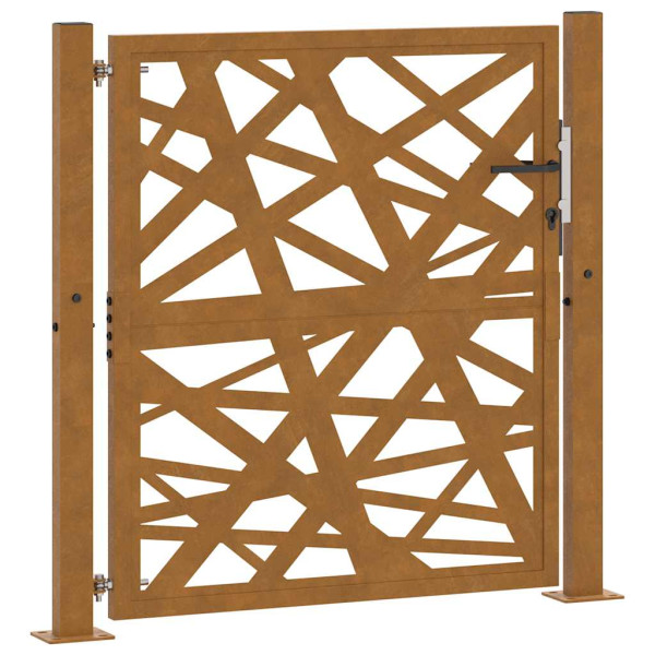 Puerta de jardín de acero desgastado diseño ligero 105x105 cm M 2