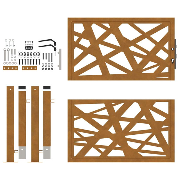 Puerta de jardín de acero desgastado diseño ligero 105x105 cm M 5