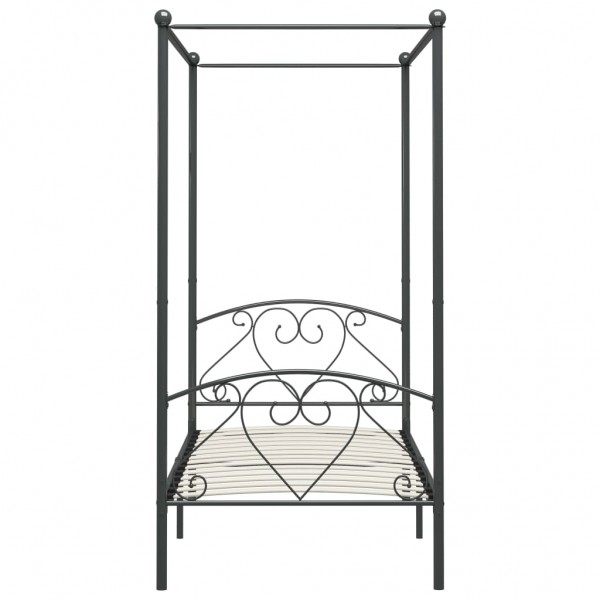 Estructura de cama con dosel metal gris 90x200 cm M 3