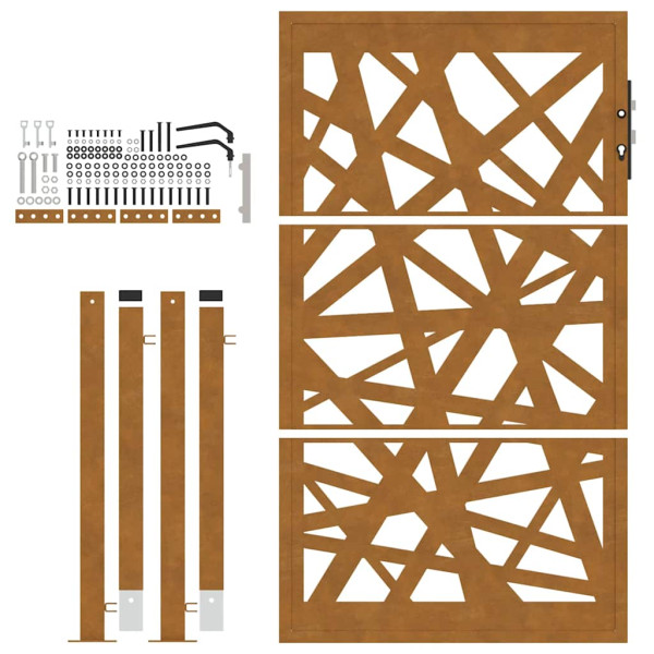 Puerta de jardín de acero desgastado diseño ligero 105x155 cm M 5