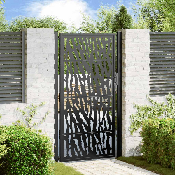 Puerta de jardín de diseño con carril de acero negro 105x180 cm D