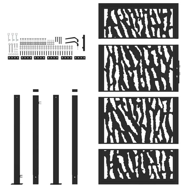 Puerta de jardín de diseño con carril de acero negro 105x180 cm M 4