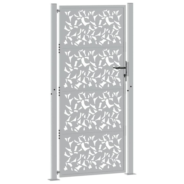 Portão de jardim 105x205 cm design de folha de aço resistente M 3
