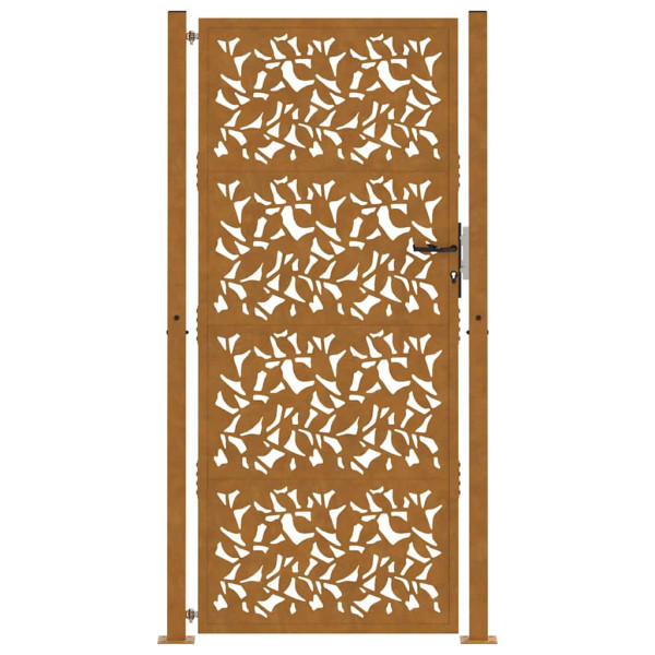 Puerta de jardín diseño de hojas de acero desgastado 105x205 cm M 4