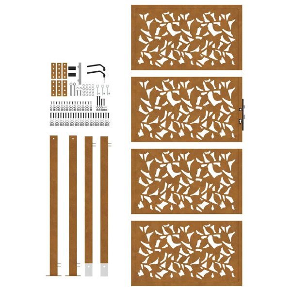 Puerta de jardín diseño de hojas de acero desgastado 105x205 cm M 5