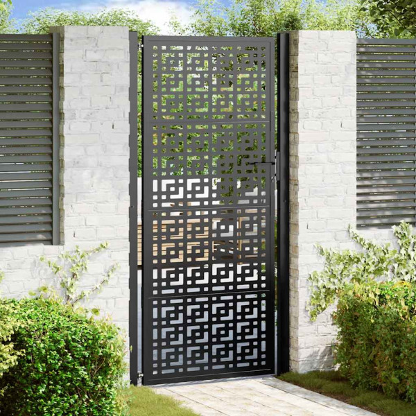 Puerta de jardín diseño en cruz de acero negra 105x205 cm D