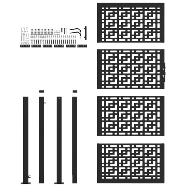 Portão de jardim 105x205 cm preto design cruzado de aço M 4