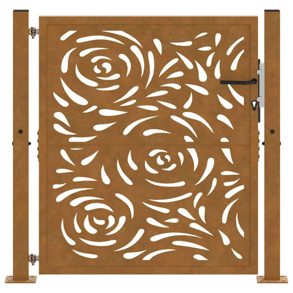 Puerta de jardín diseño llama acero desgastado 105x105 cm M 4