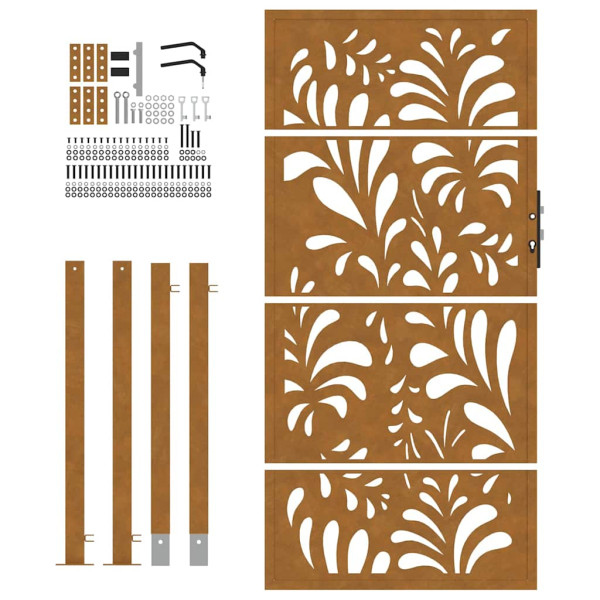 Puerta de jardín de acero desgastado diseño ondulado 105x180 cm M 5