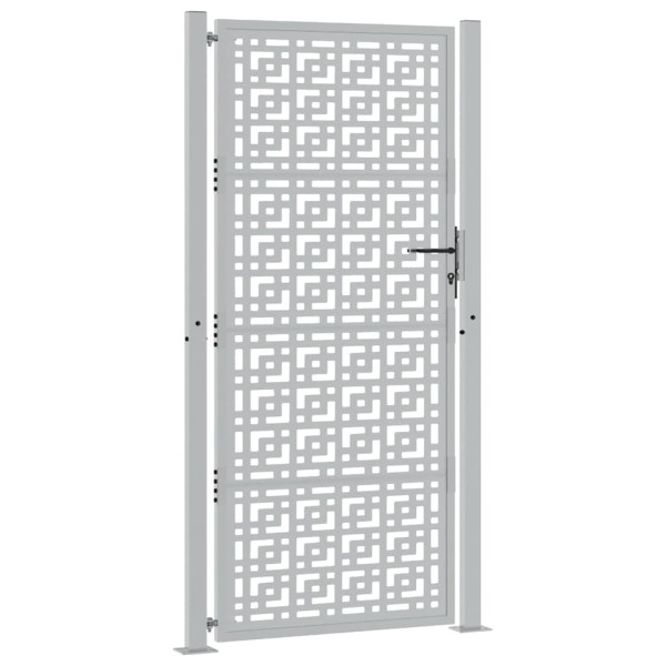 Puerta de jardín diseño en cruz de acero desgastado 105x205 cm M 3