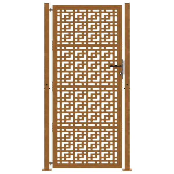 Puerta de jardín diseño en cruz de acero desgastado 105x205 cm M 4