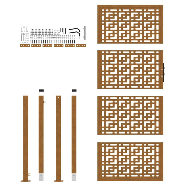 Portão de jardim 105x205 cm design cruzado de aço resistente M 5