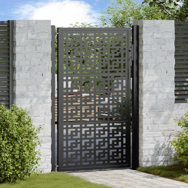 Puerta de jardín diseño en cruz de acero negra 105x155 cm D