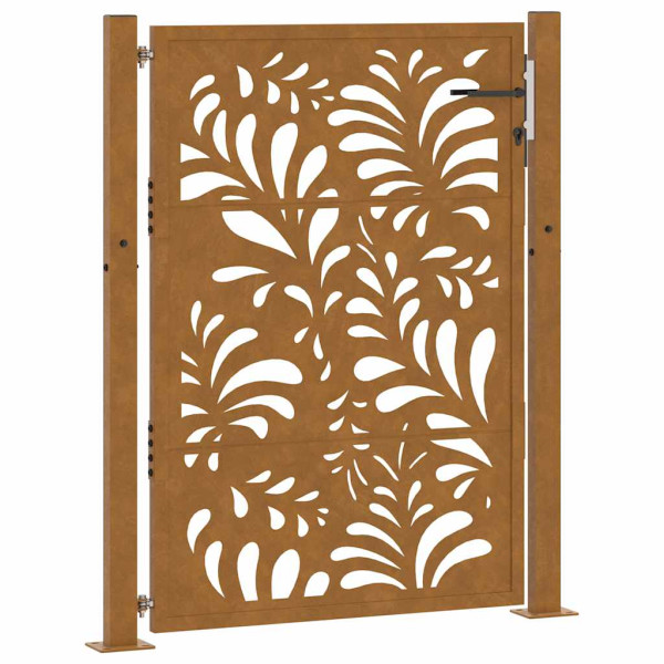 Puerta de jardín de acero desgastado diseño ondulado 105x130 cm M 2