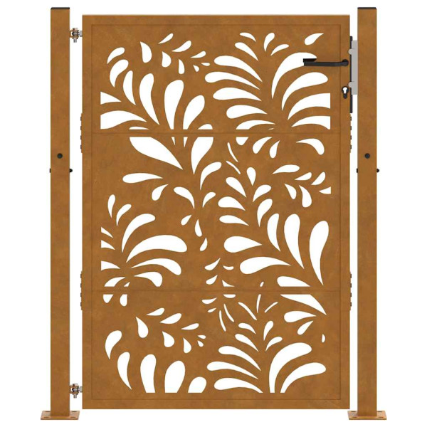 Puerta de jardín de acero desgastado diseño ondulado 105x130 cm M 4